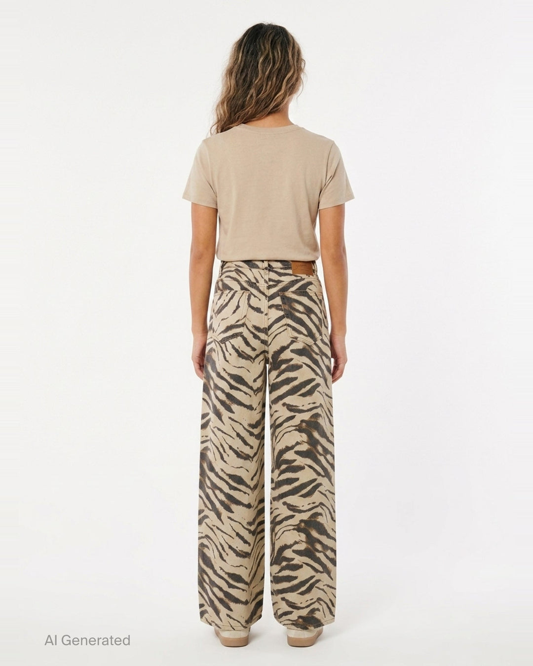 Tiger Print Wide Leg Jeans | Ganni | Club21 - back