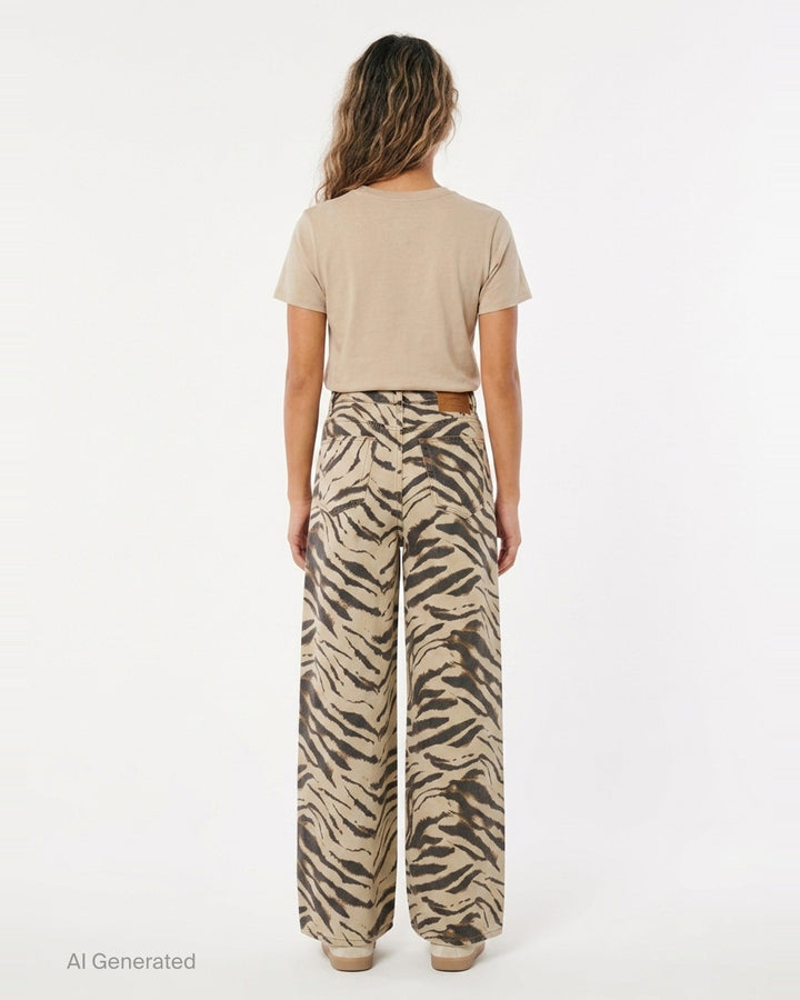 Tiger Print Wide Leg Jeans | Ganni | Club21 - back