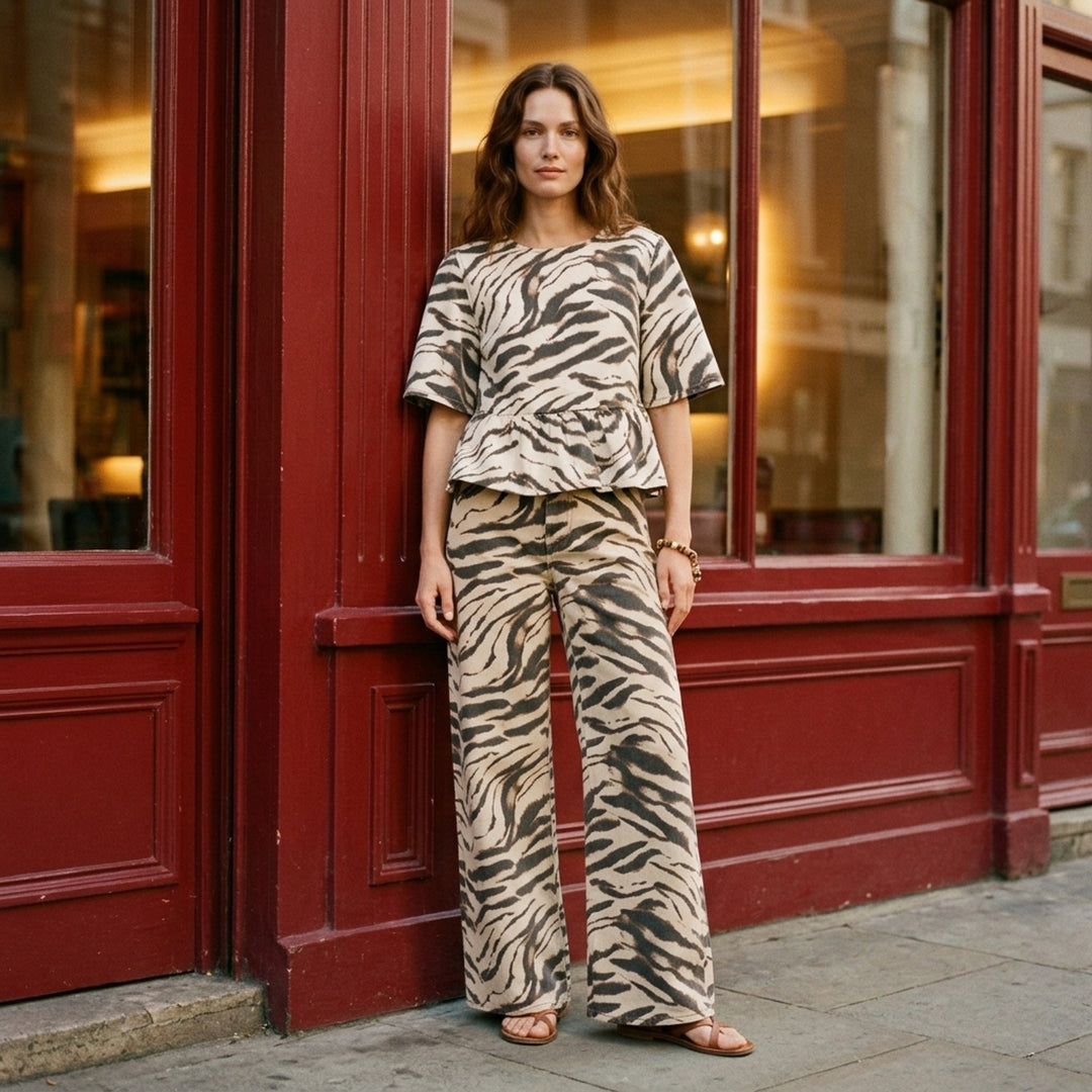 Tiger Print Wide Leg Jeans | Ganni | Club21 - lifestyle