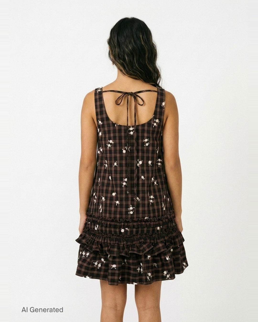 Yarn Dyed Check Mini Dress | Ganni | Club21 - back