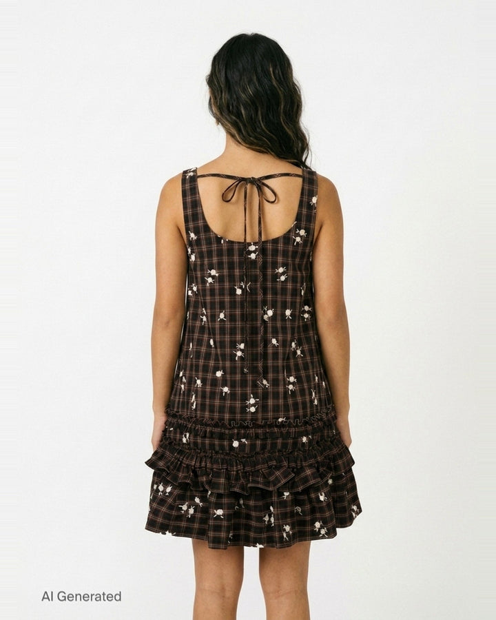 Yarn Dyed Check Mini Dress | Ganni | Club21 - back