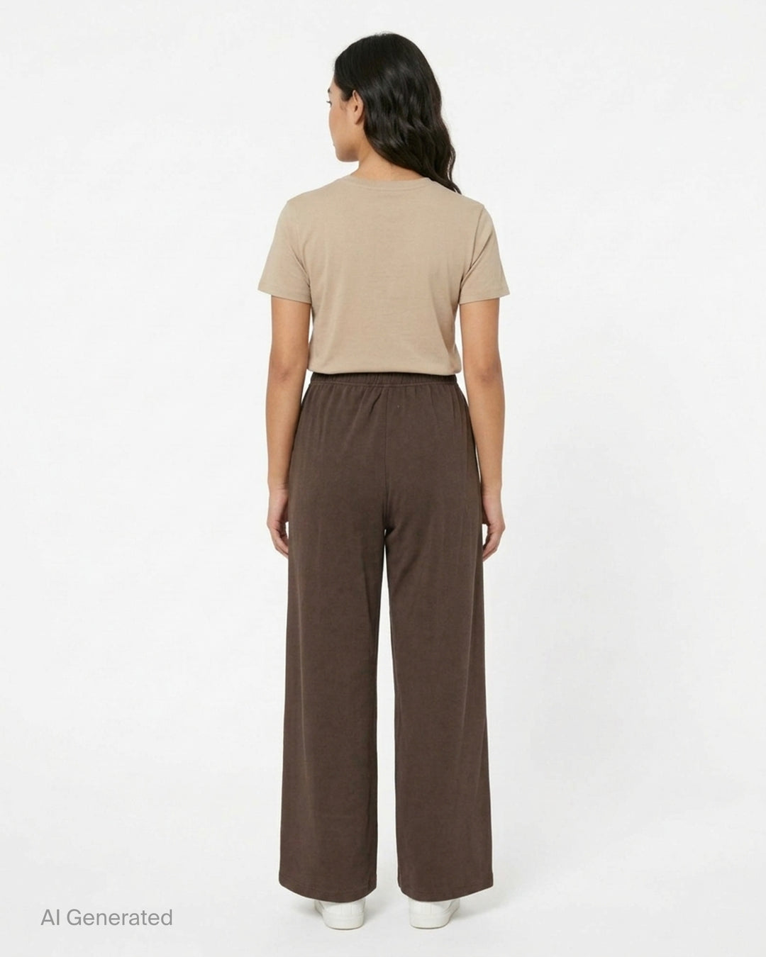Glowny Button Fly Wide Leg Pants in black, featuring an elasticated waistband, three-button fly placket, wide-leg silhouette, and woven brand label tab at the hip - back