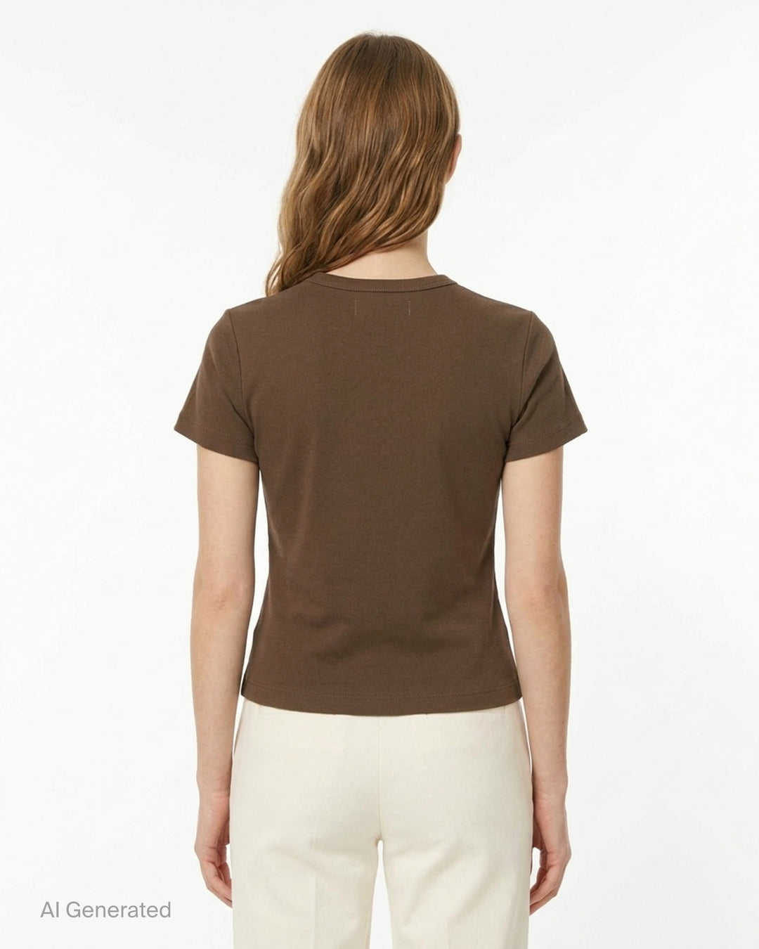 Glowny Classic Baby Tee in black — slim-fit cropped silhouette with a ribbed crew neck, short sleeves, and a woven Glowny label at the hem - back