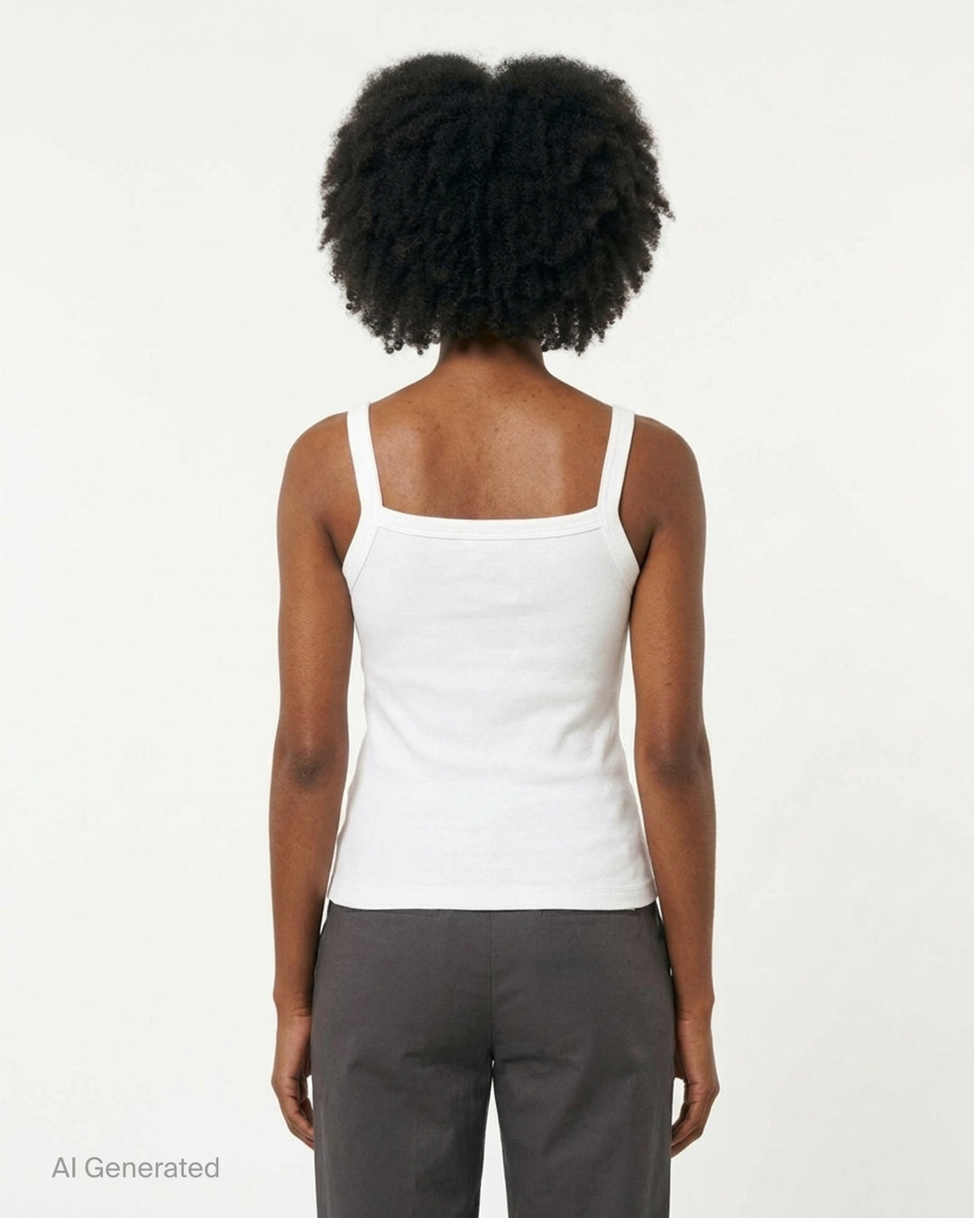 Glowny Classic Tank Top in black, featuring a square neckline, thin straight straps, fitted silhouette, and a woven Glowny label at the hem, photographed flat on a white background - back