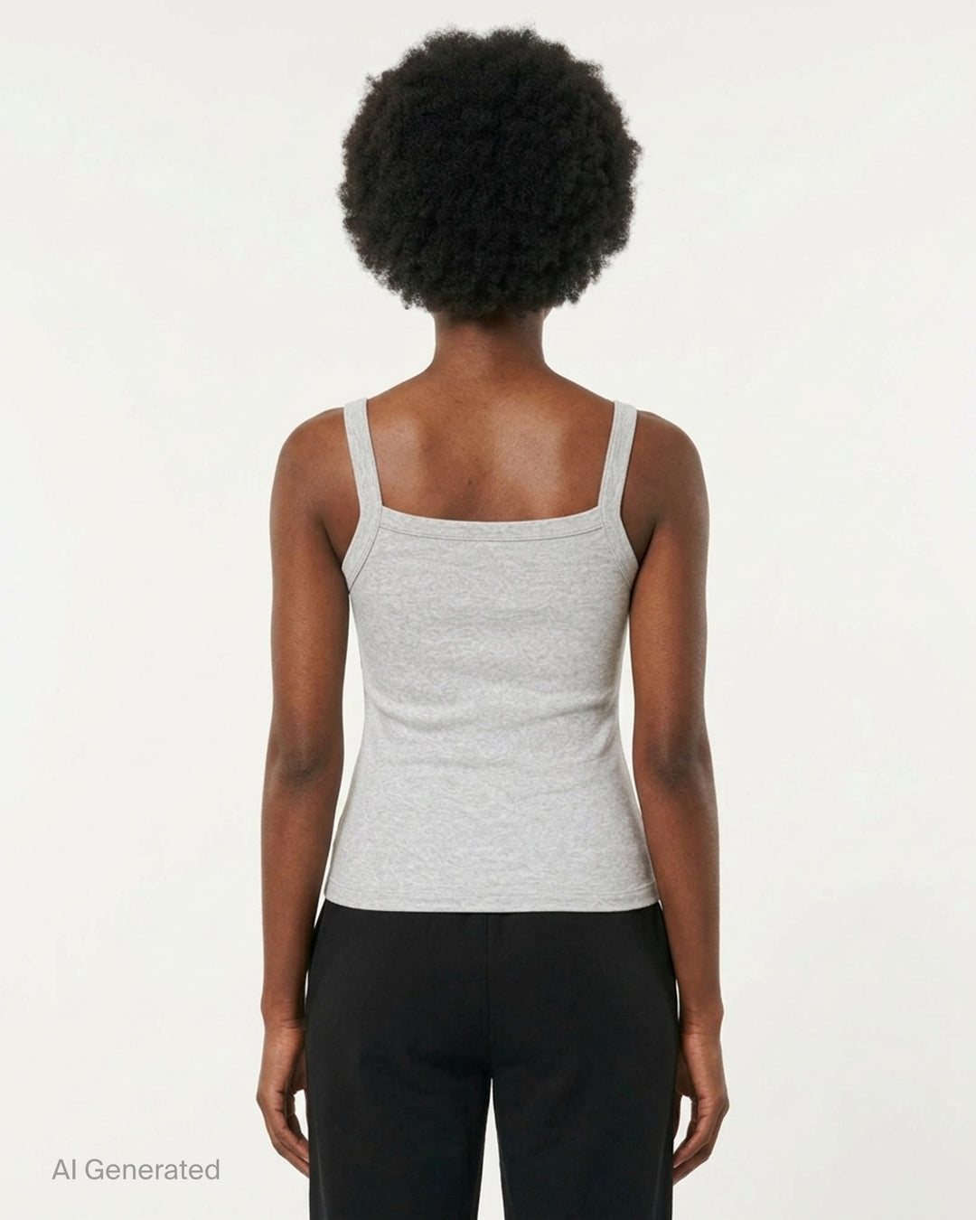 Glowny Classic Tank Top in black, featuring a square neckline, thin straight straps, fitted silhouette, and a woven Glowny label at the hem, photographed flat on a white background - back