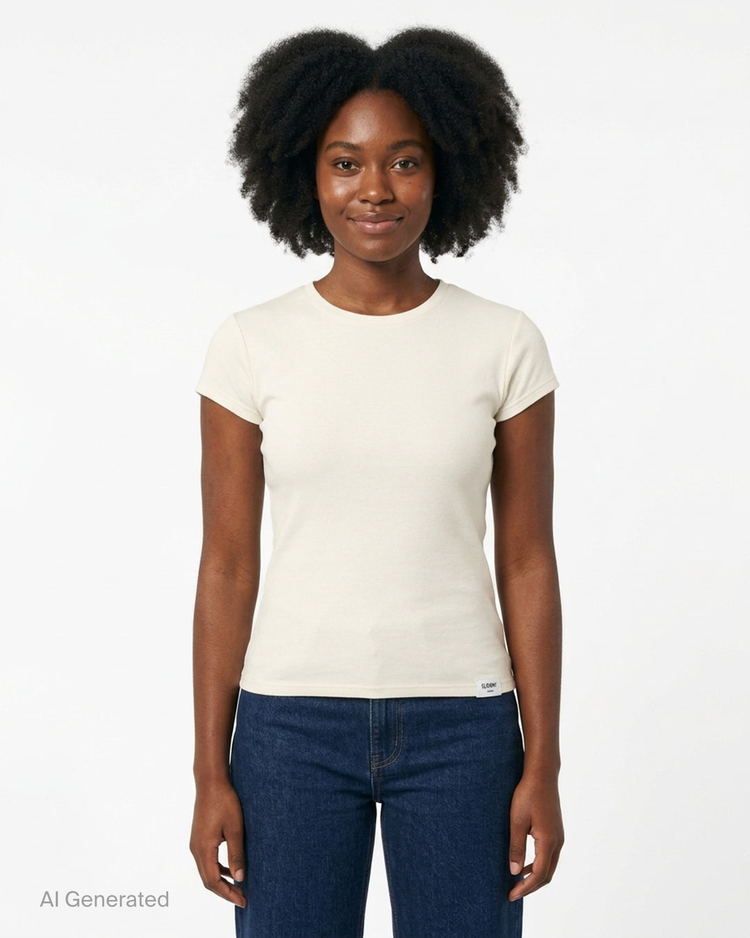 Glowny Slim Short Sleeve Tee in light grey marl, featuring a crew neckline, cap sleeves, and a fitted silhouette with a woven brand label at the hem - front