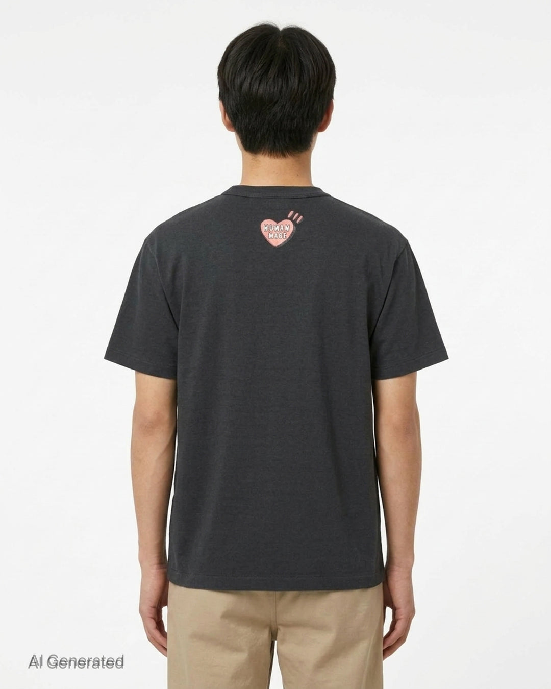 Human Made black short-sleeve graphic t-shirt featuring a tiger head crest, 'Dry Alls' circular slogan and painted-style Human Made lettering on the chest - back