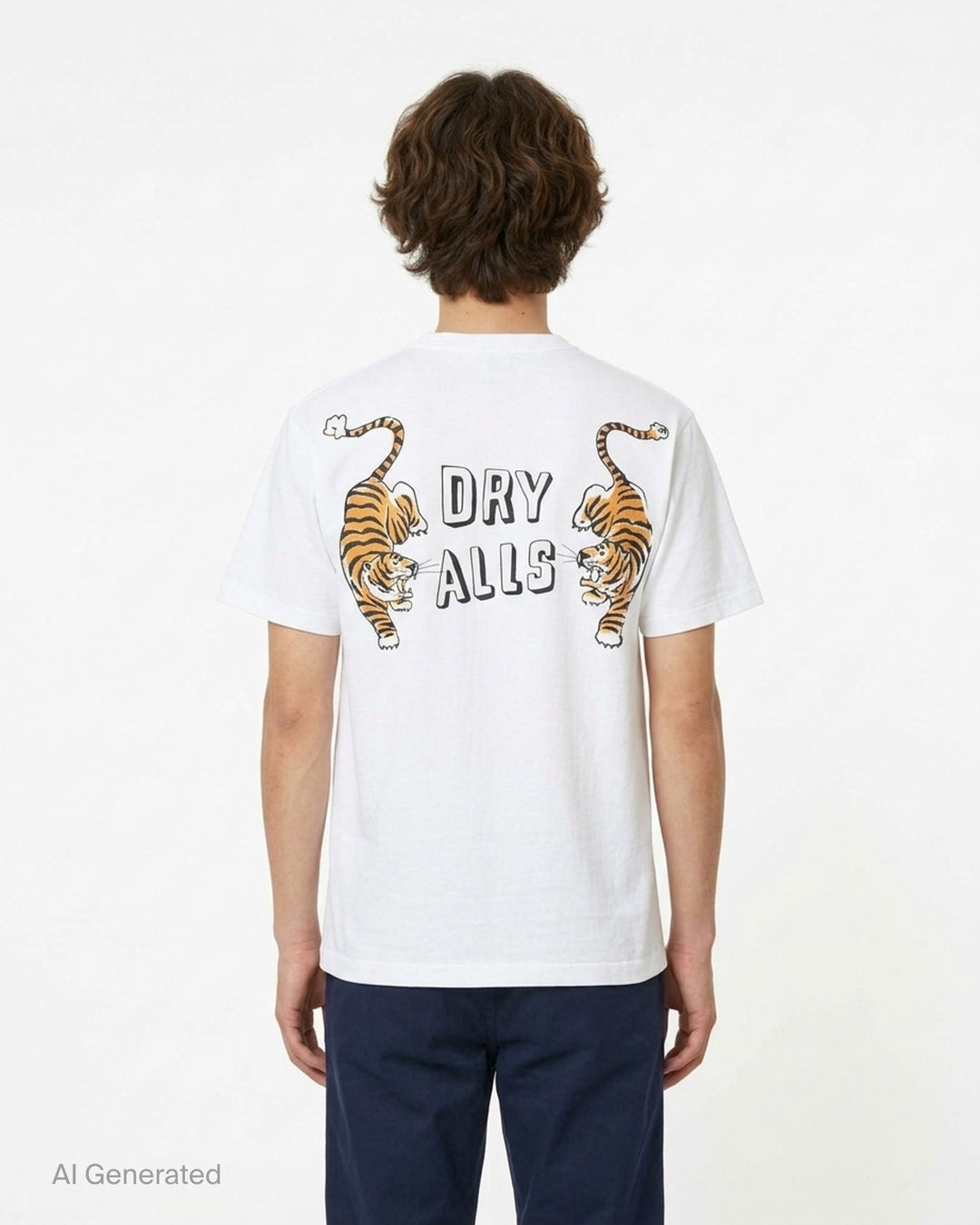 Human Made black short sleeve graphic t-shirt with white and grey hand-drawn arched logo print on the chest - back