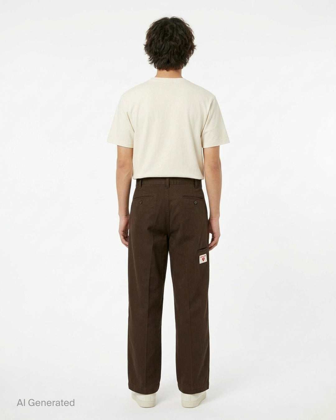 Human Made Skater Wide Leg Pants in black, featuring a high-rise waistband, double front pleats, and a relaxed wide-leg silhouette with stitched crease detail - back