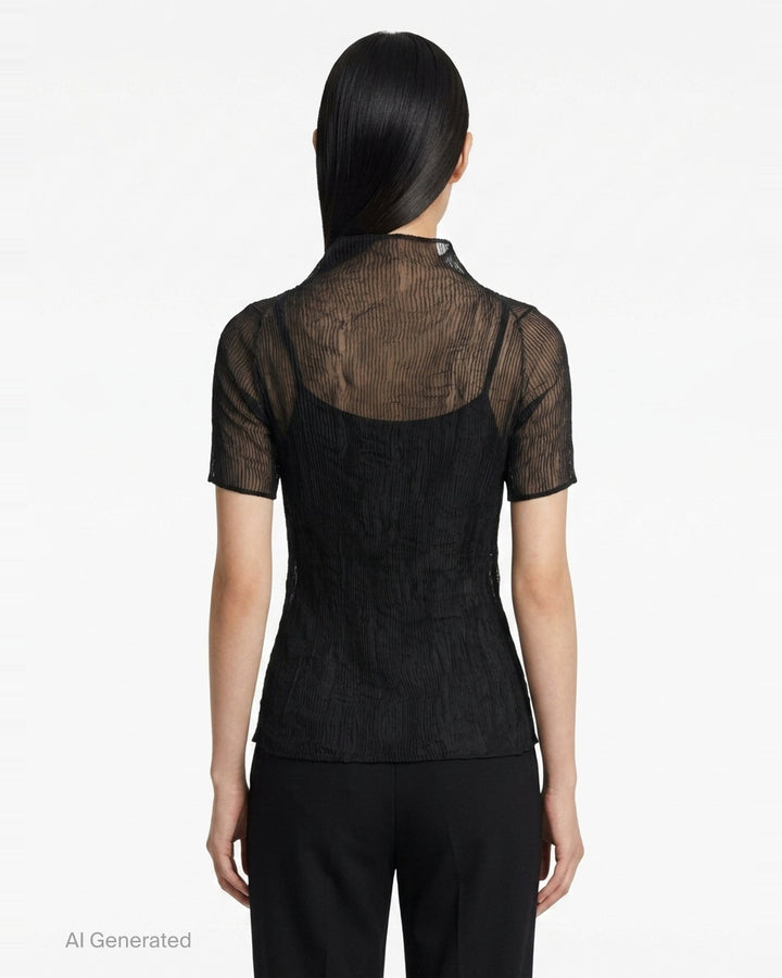 Chiffon Twist Short Sleeve Shirt | Issey Miyake | Club21 - back