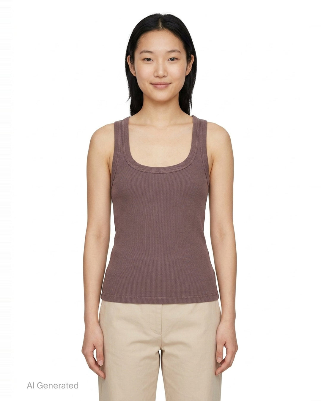 Jacquemus gros grain ribbed jersey tank top in mauve, featuring a deep scoop neckline, structured straps, and a woven brand label at the back neck - front