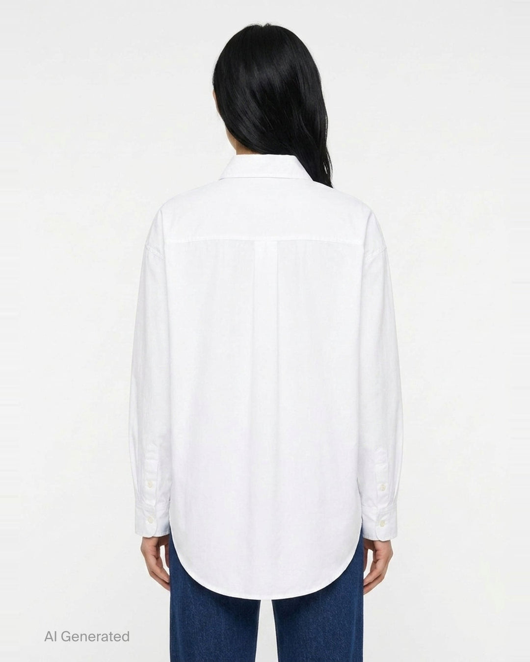 Jacquemus La Chemise Citta white woven button-down shirt with spread collar, long sleeves, and tonal buttons on a white background - back