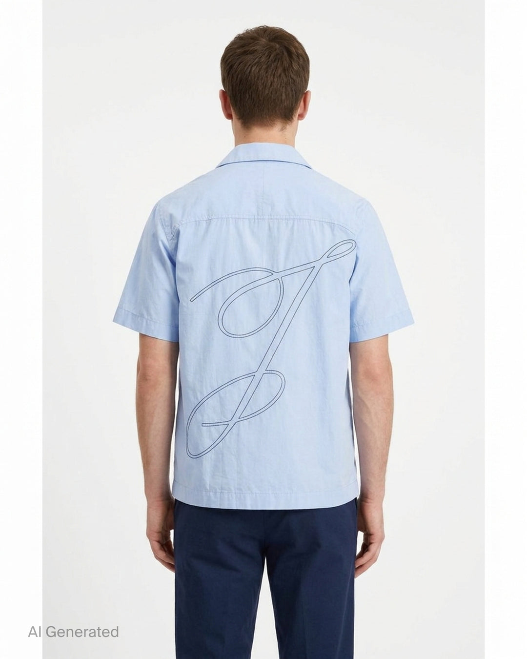 Jacquemus La Chemise Fonccio pale blue short sleeve camp collar shirt with button-through front and raglan sleeves - back