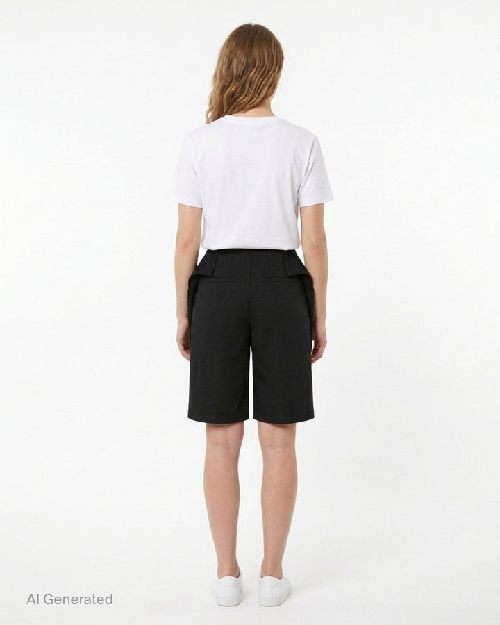 Jacquemus Le Short Cubisto black tailored Bermuda shorts, front view - back