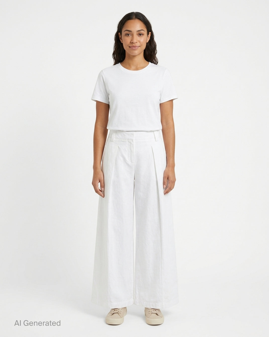 Jacquemus white wide-leg pleated trousers shown from the front against a plain white background - front