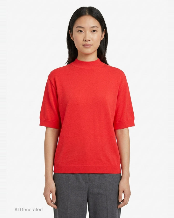 Bateau Neck Short Sleeve Knit Top | Jil Sander | Club21 - front