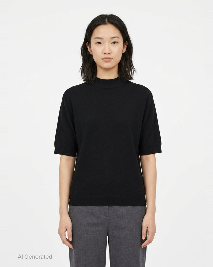 Bateau Neck Short Sleeve Knit Top | Jil Sander | Club21 - front