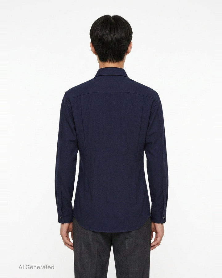 Boiled Wool Gabardine Long Sleeve Shirt | Jil Sander | Club21 - back