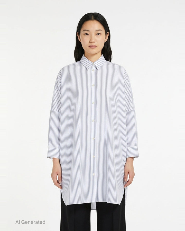 Embroidered Light Cotton Shirt Dress | Jil Sander | Club21 - front