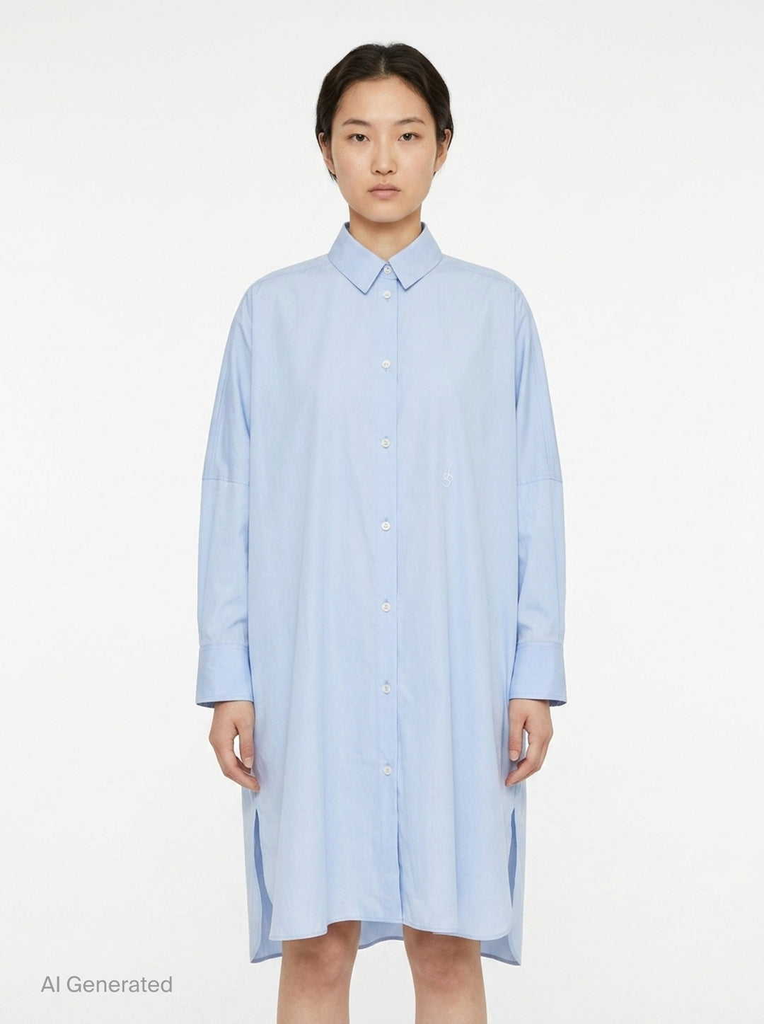 Embroidered Light Cotton Shirt Dress | Jil Sander | Club21 - front