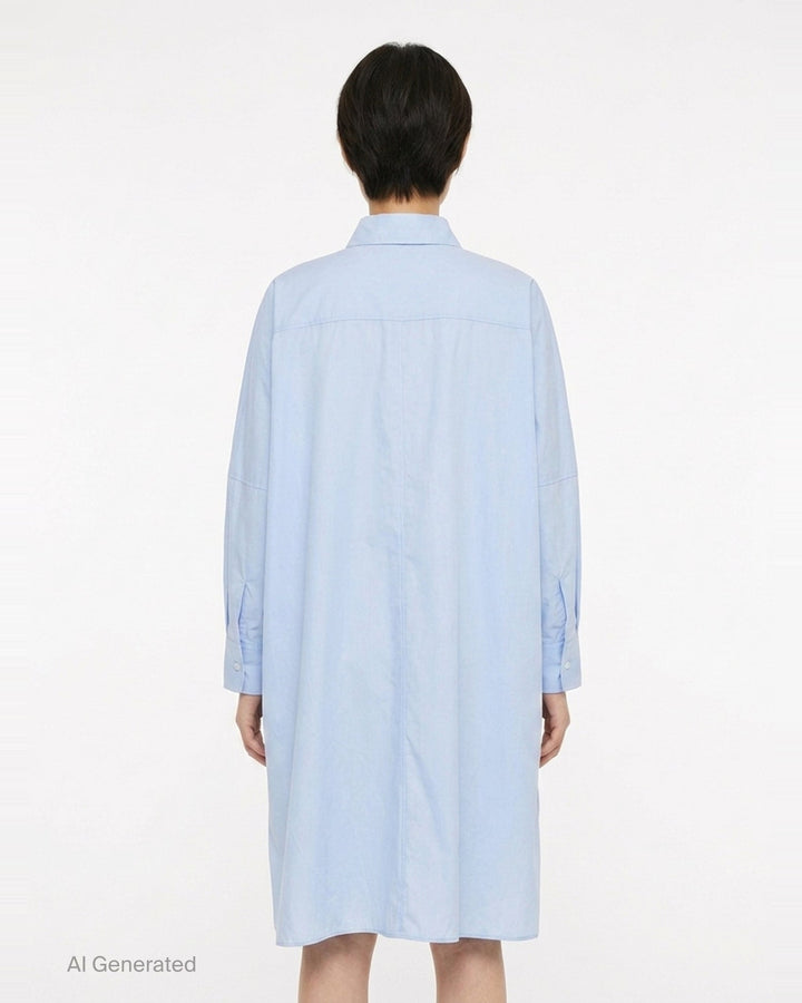 Embroidered Light Cotton Shirt Dress | Jil Sander | Club21 - back