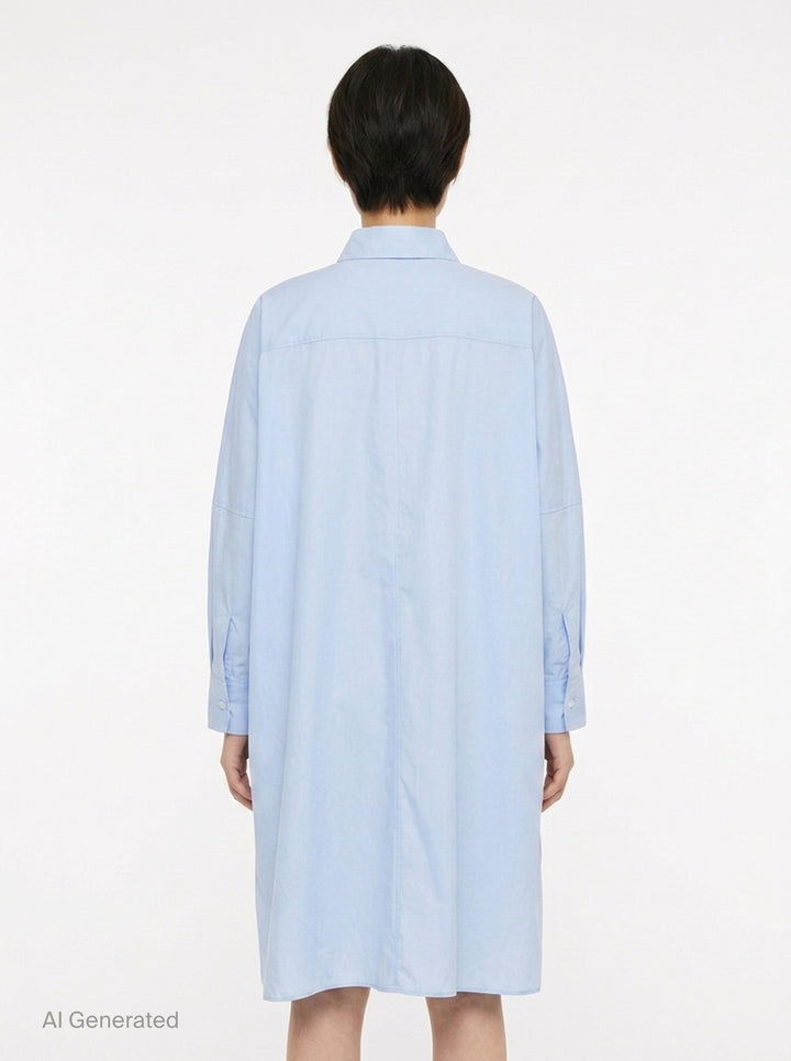 Embroidered Light Cotton Shirt Dress | Jil Sander | Club21 - back