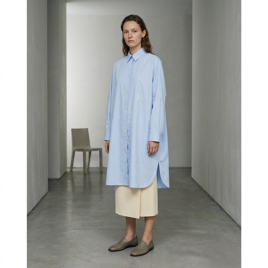 Embroidered Light Cotton Shirt Dress | Jil Sander | Club21 - lifestyle