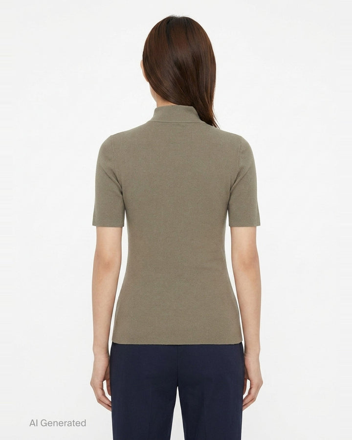Fine Technical Short Sleeve Turtleneck | Jil Sander | Club21 - back