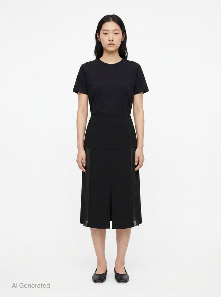 Fluid Wool Sablé Midi Skirt | Jil Sander | Club21 - front