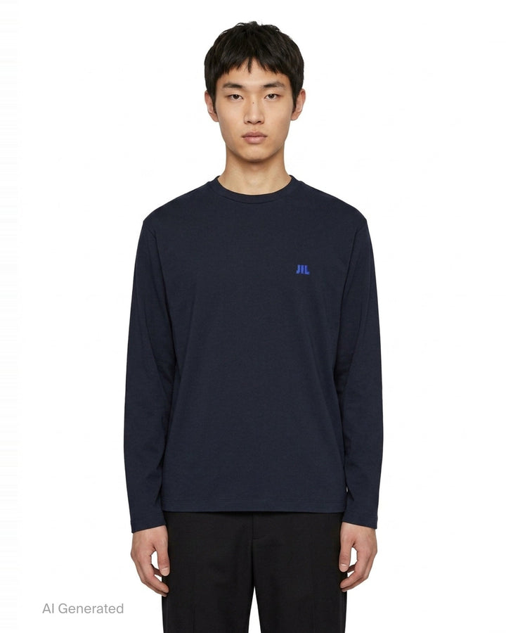 Long Sleeve Embroidered Organic Tee | Jil Sander | Club21 - front