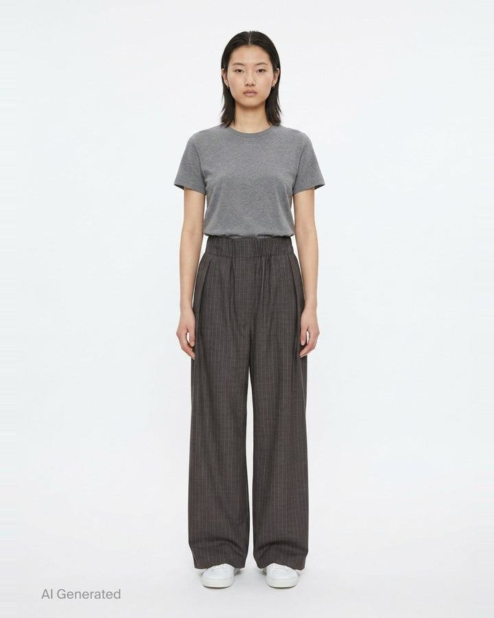 Shadowstripe Wide Leg Trousers | Jil Sander | Club21 - front