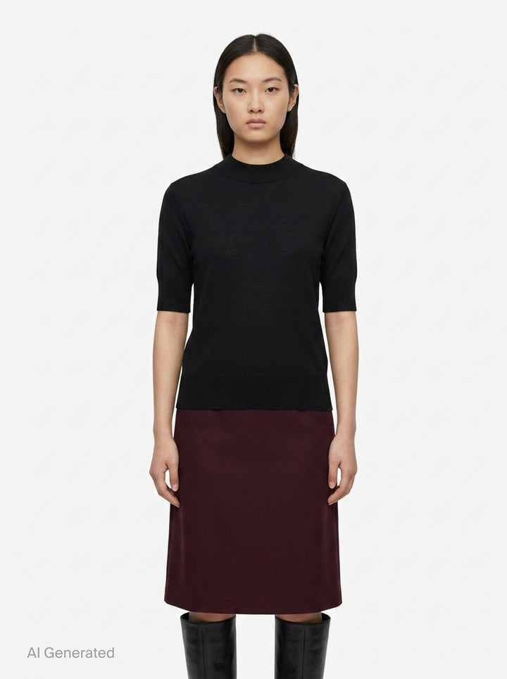 Short Sleeve Knit Sweater | Jil Sander | Club21 - front
