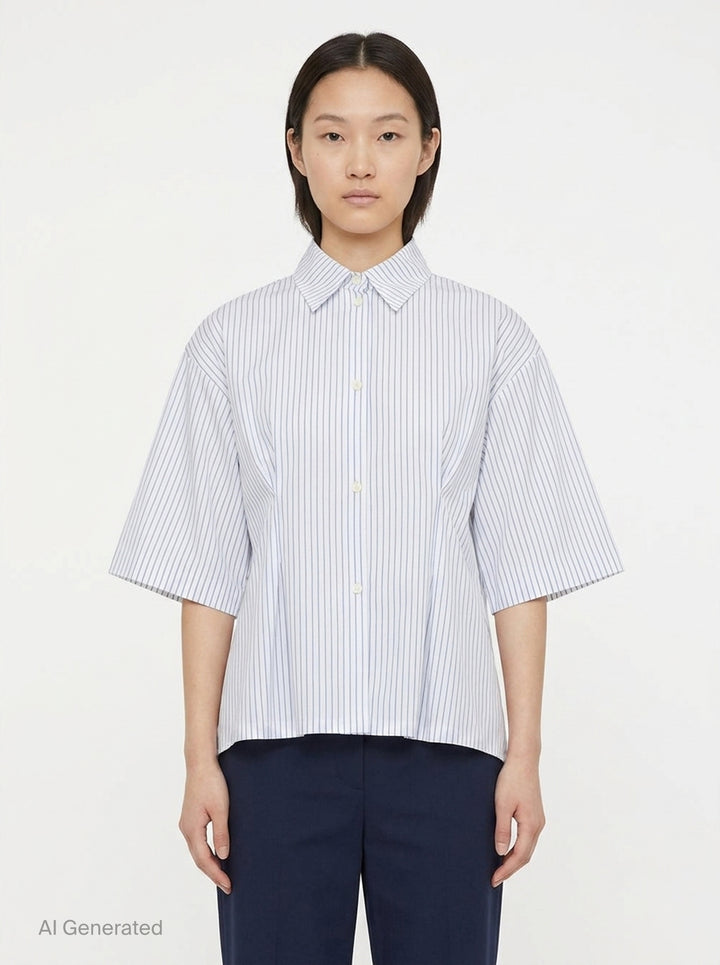 Soft Cotton Short Sleeve Shirt | Jil Sander | Club21 - front
