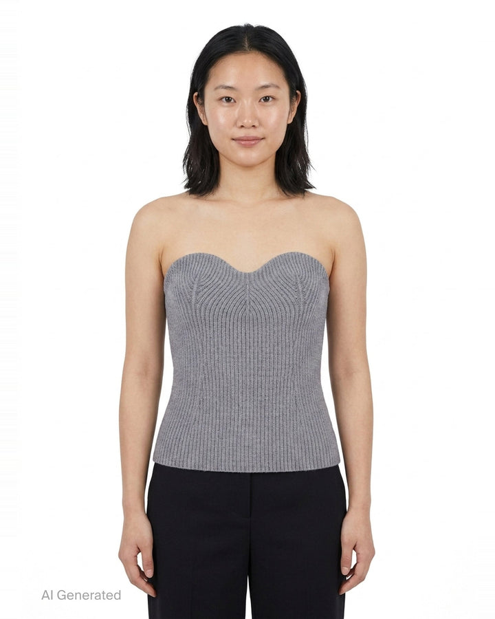Strapless Knitted Wool Top | Jil Sander | Club21 - front