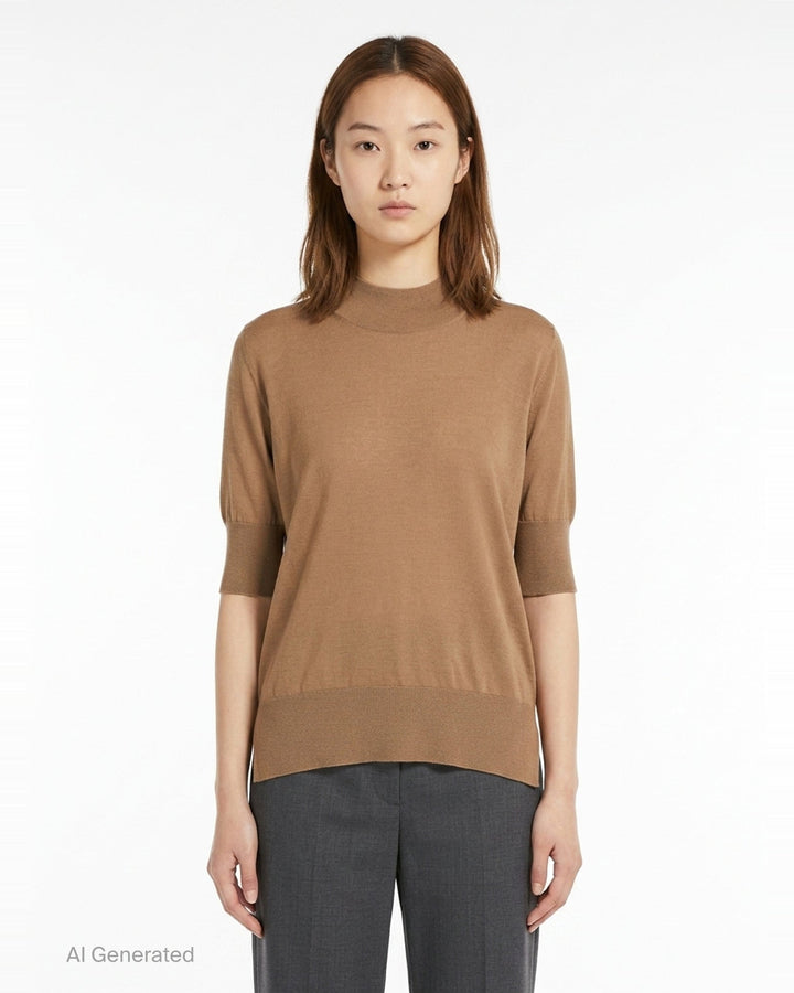 Superfine Cashmere Mock Neck Sweater | Jil Sander | Club21 - front