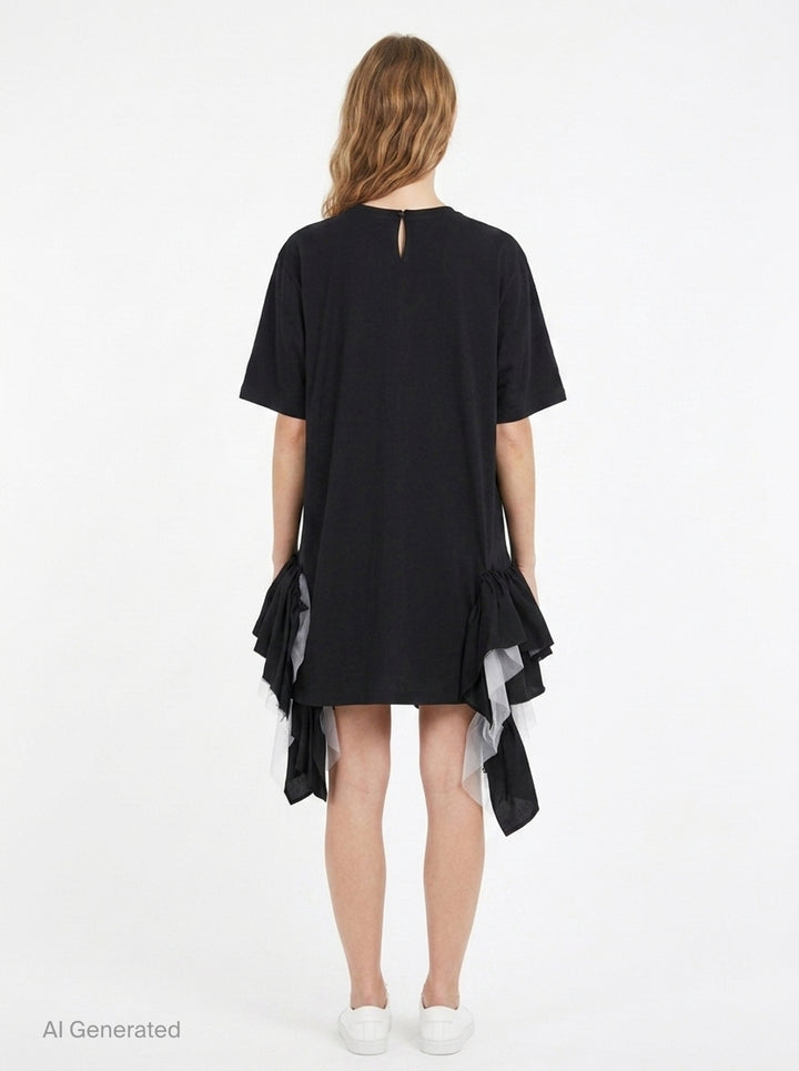 Graphic Ruffled Hem Dress | Junya Watanabe | Club21 - back