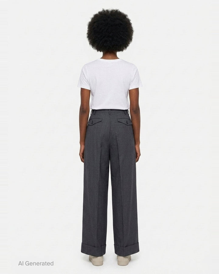 Wide Leg Pleated Wool Trousers | Junya Watanabe | Club21 - back