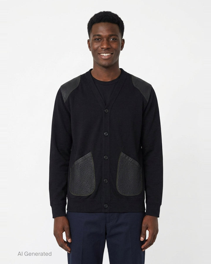 Wool Jersey Cowhide Cardigan | Junya Watanabe | Club21 - front