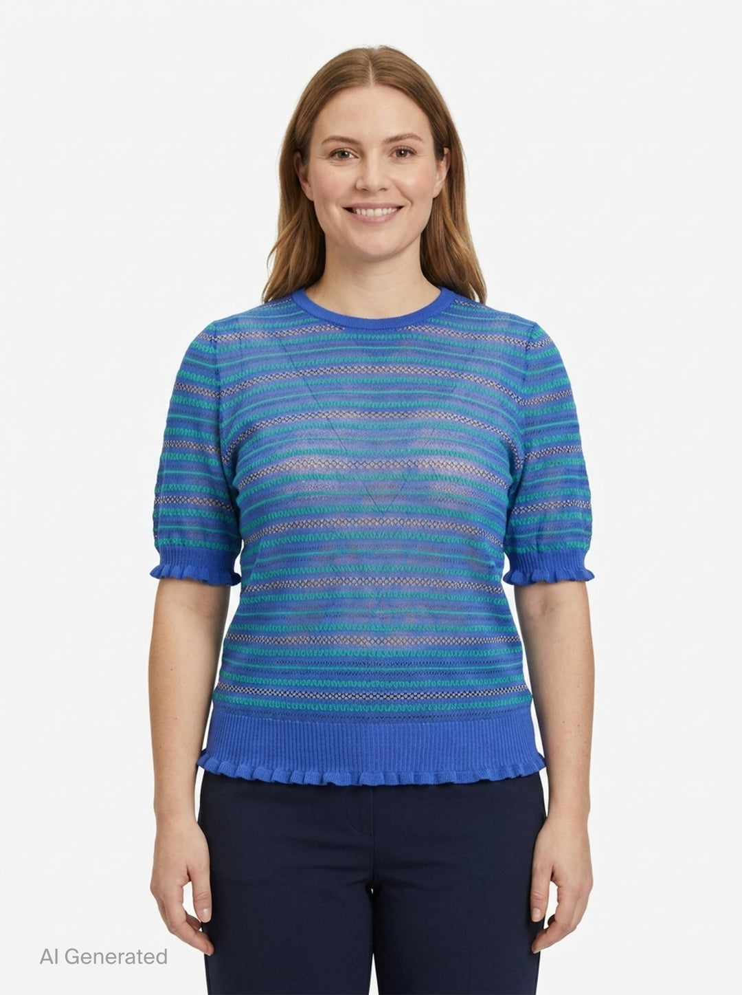Short Sleeve Sheer Fair Isle Top | JW Anderson | Club21 - front