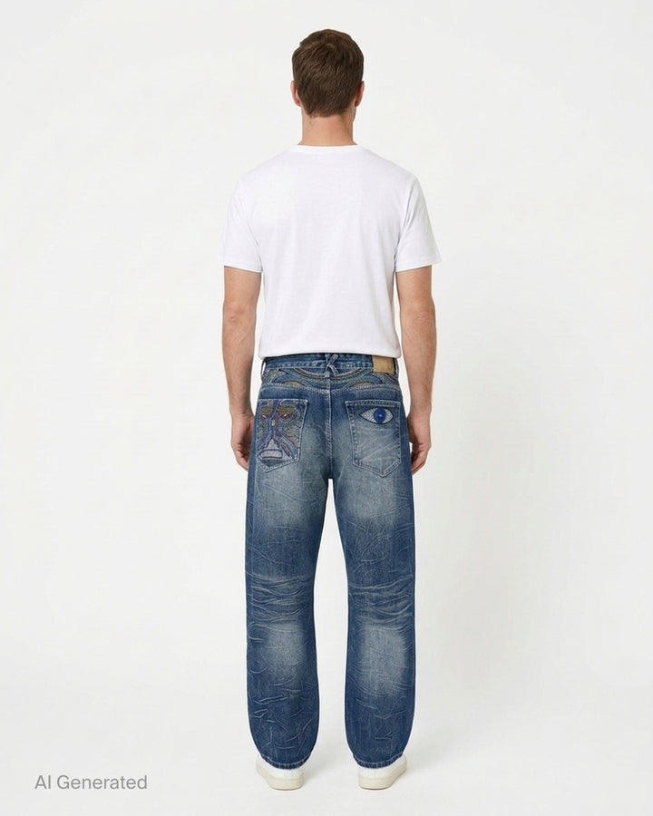 Gemstone Eye Embroidery Jeans | KidSuper Studios | Club21 - back
