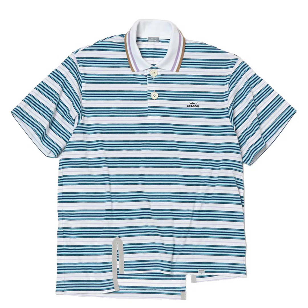 kolor_BEACON_Stripe_Assym_Hem_Polo_Blue
