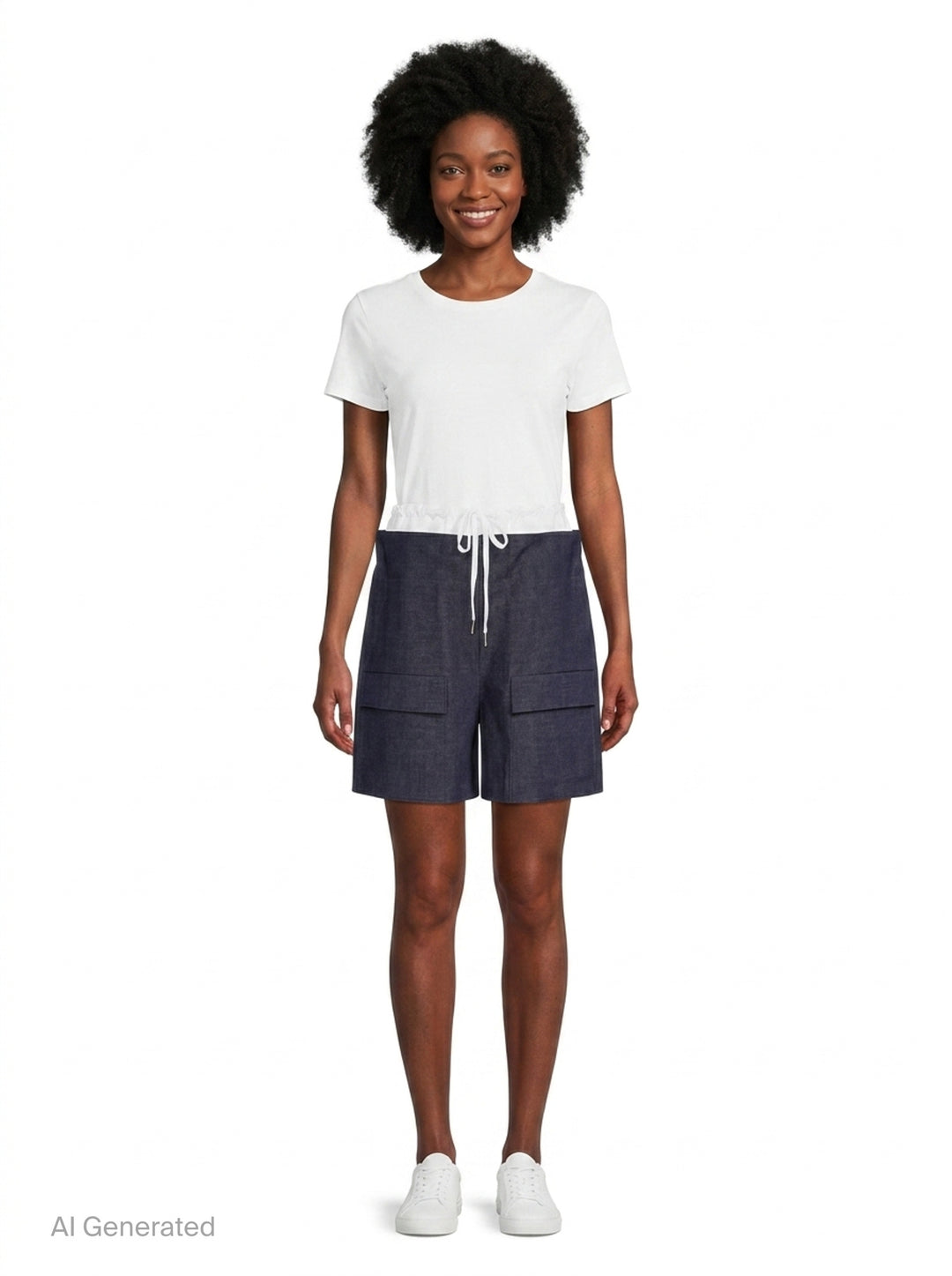 Navy Drawstring Waist Shorts | Kumann YHJ | Club21 - front