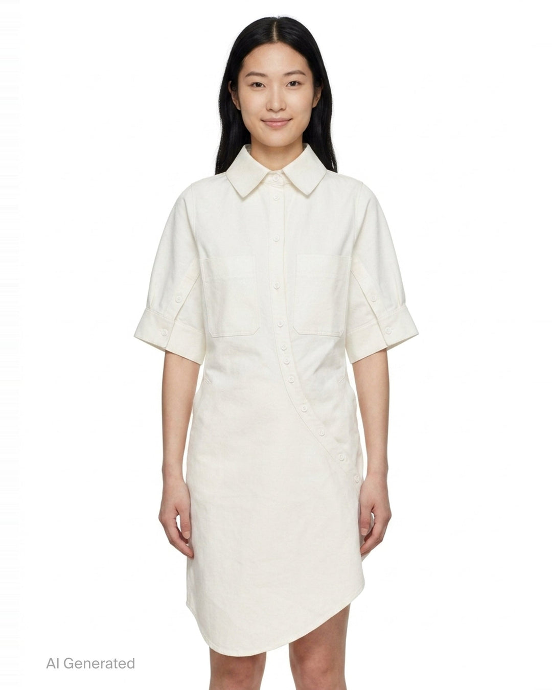 White Back-to-Front Shirt Dress | Kumann YHJ | Club21 - front