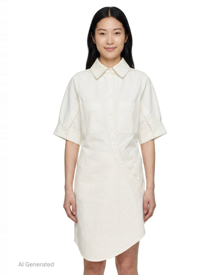 White Back-to-Front Shirt Dress | Kumann YHJ | Club21 - front