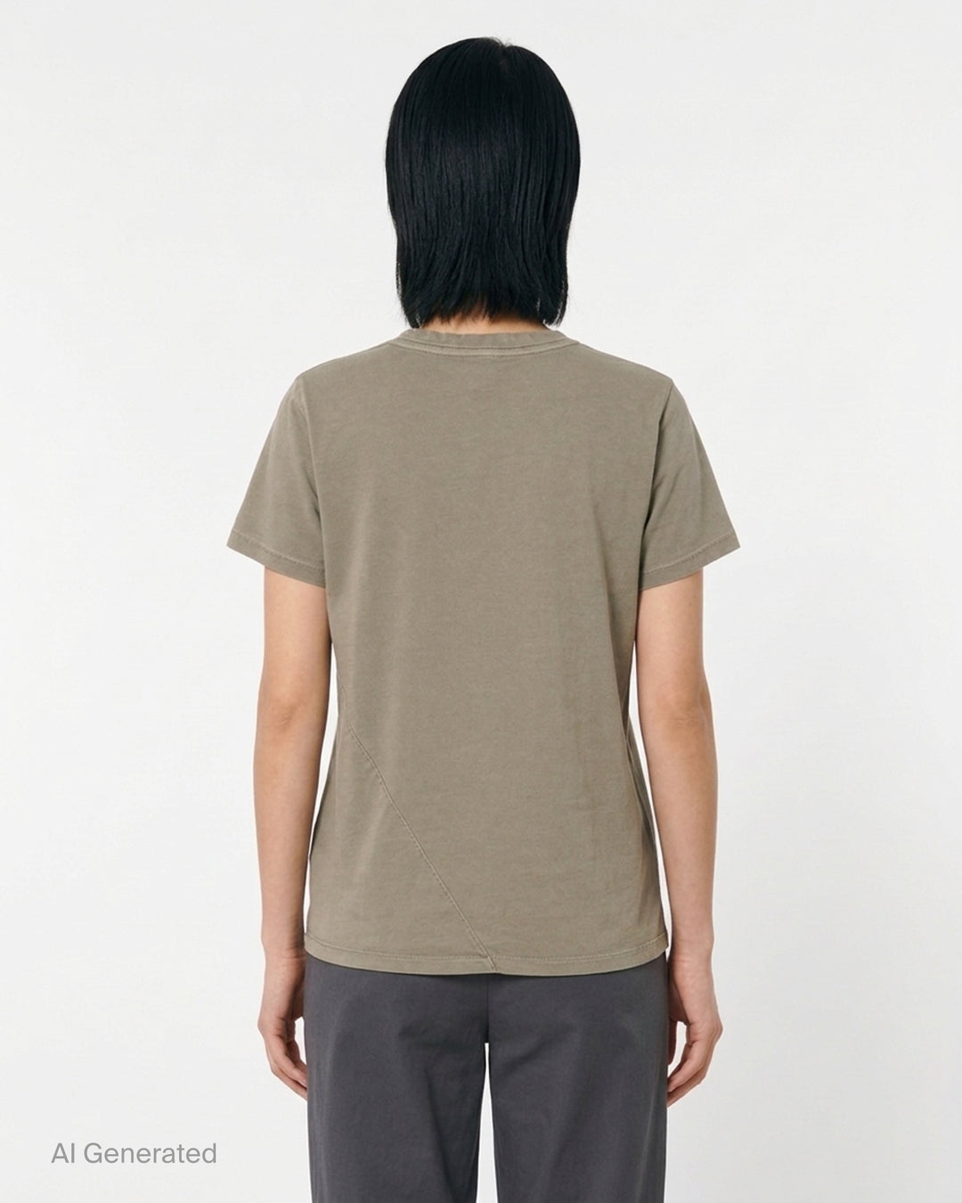Lauren Manoogian Bias Baby Tee, a short sleeve crewneck t-shirt in a washed brown jersey, shown flat from the front - back