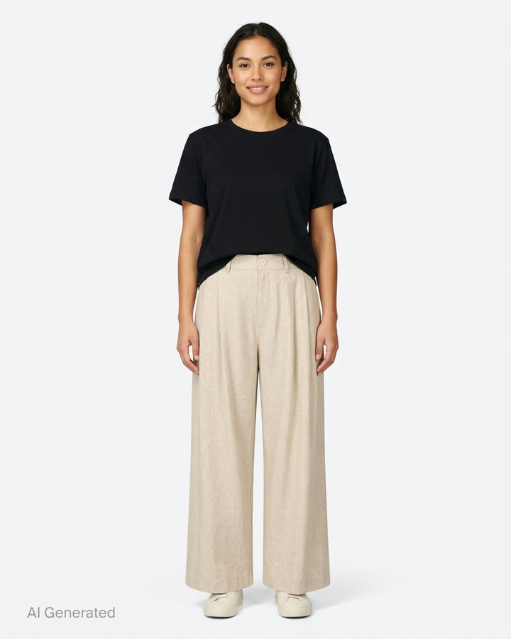 Lauren Manoogian Soft Trousers in charcoal with front pleats, high waist and wide cropped leg, shown flat from the front - front