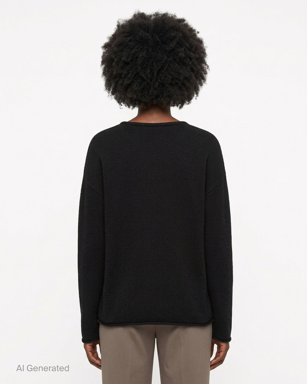 Lauren Manoogian Soft V Neck Sweater in camel, an oversized long-sleeve knit with a deep V neckline and rolled hem, shown flat from the front - back
