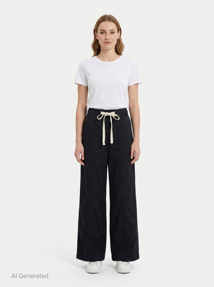 Poplin Wide Leg Pants | Lee Mathews | Club21 - front