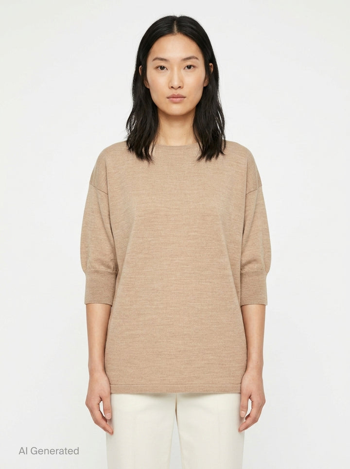 Short Sleeve Fine Knit Sweater | Lemaire | Club21 - front