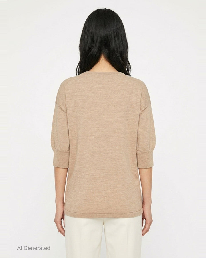 Short Sleeve Fine Knit Sweater | Lemaire | Club21 - back